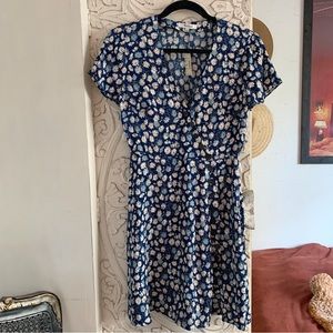 SOLD NWT Madewell blue floral button wrap mini dress